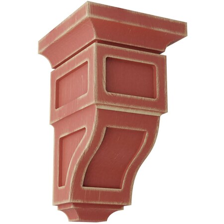 Ekena Millwork 3 1/2"W x 3 3/4"D x 6"H Mini Reyes Wood Vintage Decor Corbel, Salvage Red CORWD03X03X06RYRD